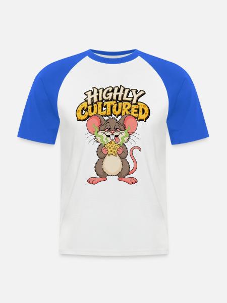 Highly Cultured Maus mit Käse - Männer Baseball-T-Shirt - Weiß/Royalblau