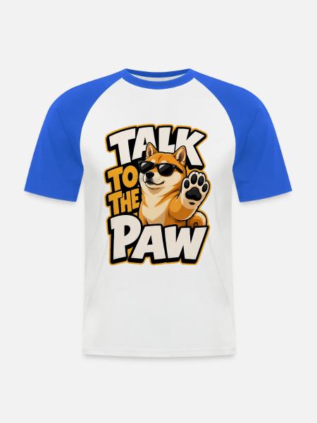 Shiba - Männer Baseball-T-Shirt - Weiß/Royalblau