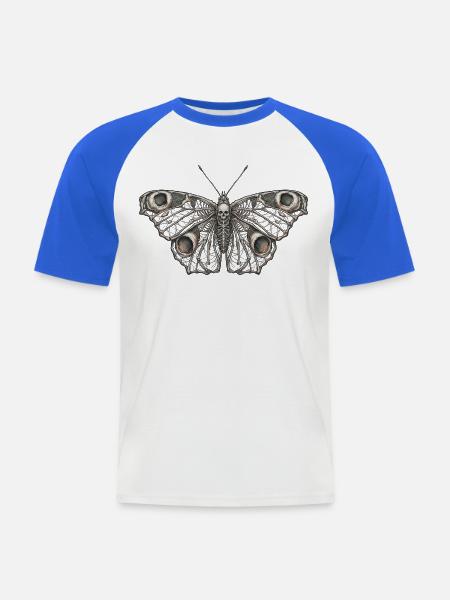 Gotischer Skelett-Schmetterling - Männer Baseball-T-Shirt - Weiß/Royalblau