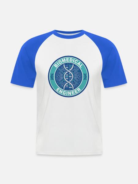 Biomedizinischer Ingenieur DNA-Mikrochip-Abzeichen-Geschenk - Männer Baseball-T-Shirt - Weiß/Royalblau