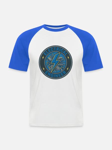 Elektroingenieur Lightning PCB-Badge-Geschenk - Männer Baseball-T-Shirt - Weiß/Royalblau