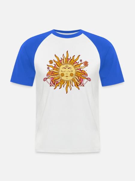 Psychedelische Himmelssonne - Männer Baseball-T-Shirt - Weiß/Royalblau