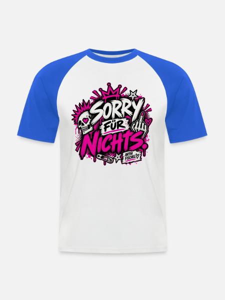 Sorry Für Nichts - Männer Baseball-T-Shirt - Weiß/Royalblau