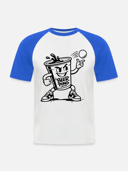 Beer Pong Becher - Männer Baseball-T-Shirt - Weiß/Royalblau