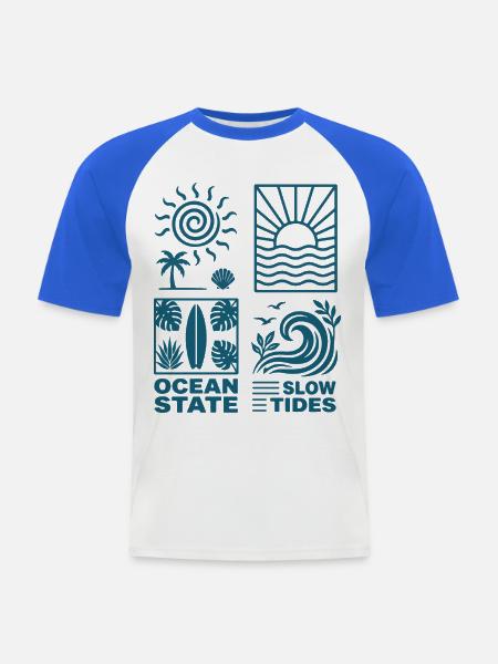 Tropische Sonnenwellen - Männer Baseball-T-Shirt - Weiß/Royalblau