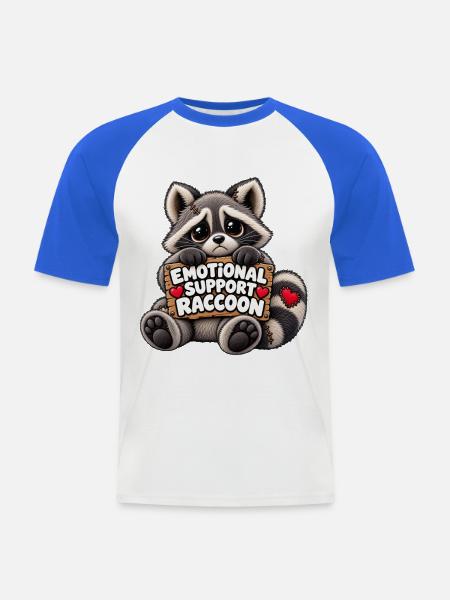 Emotionaler Waschbär Begleiter - Männer Baseball-T-Shirt - Weiß/Royalblau