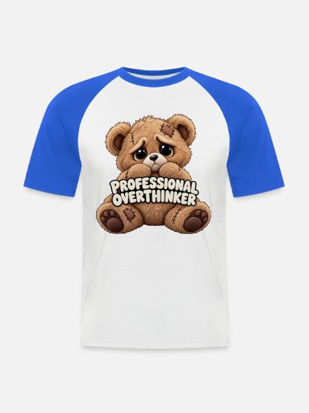 Professioneller Grübler Bär - Männer Baseball-T-Shirt - Weiß/Royalblau