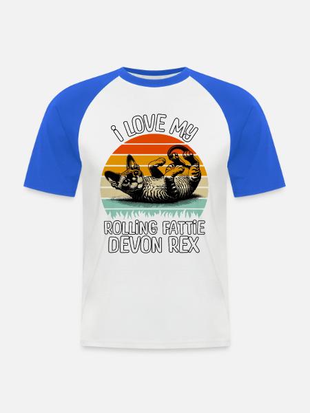 Lustige Devon Rex - Männer Baseball-T-Shirt - Weiß/Royalblau