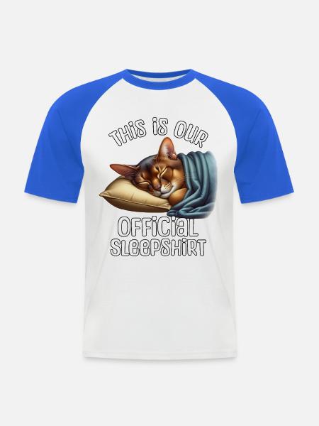 Abessinierkatze Schlafshirt - Männer Baseball-T-Shirt - Weiß/Royalblau