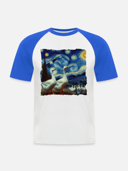Gans Starry Night - Männer Baseball-T-Shirt - Weiß/Royalblau