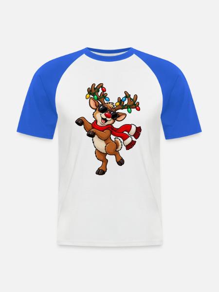 Weihnachten Rentier Rudolph Lustig Geschenkidee - Männer Baseball-T-Shirt - Weiß/Royalblau