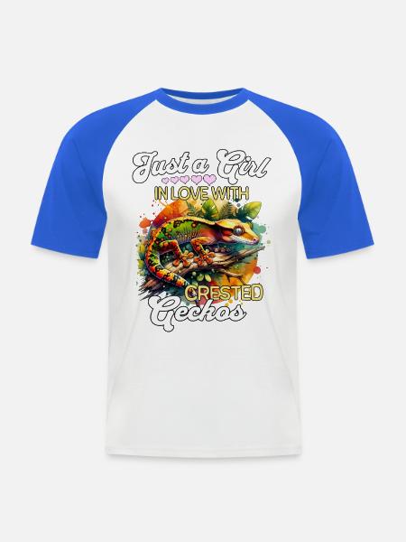 Mädchen Kronengecko - Männer Baseball-T-Shirt - Weiß/Royalblau