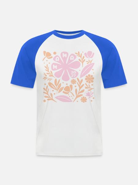 Schwangerschaftsmitteilung Mama 2027 - Männer Baseball-T-Shirt - Weiß/Royalblau