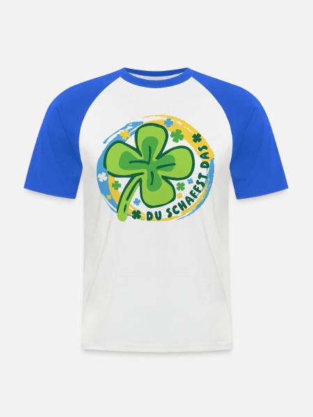 Glücksbringer - Glücksklee - Du schaffst das! - Männer Baseball-T-Shirt - Weiß/Royalblau