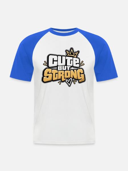 Niedlich, aber stark – Fitnessmädchen - Männer Baseball-T-Shirt - Weiß/Royalblau