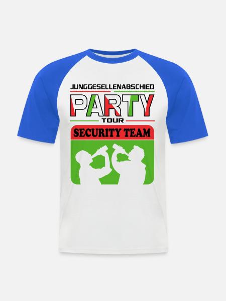 Junggesellenabschied Security Crew Saufen Drinking - Männer Baseball-T-Shirt - Weiß/Royalblau