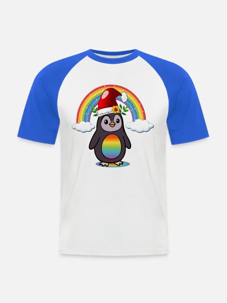Weihnachts-Weihnachts-Pinguin - Männer Baseball-T-Shirt - Weiß/Royalblau