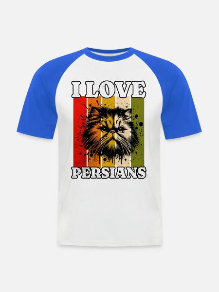 I Love Persian Cat - Männer Baseball-T-Shirt - Weiß/Royalblau