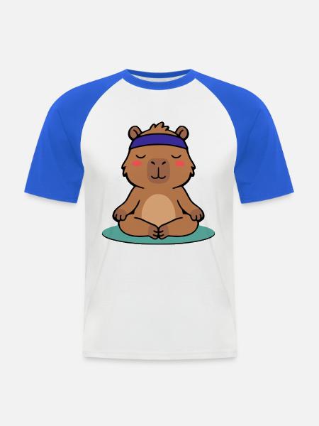 Niedliche Capybara-Yoga-Pose Meditier-Grafik - Männer Baseball-T-Shirt - Weiß/Royalblau