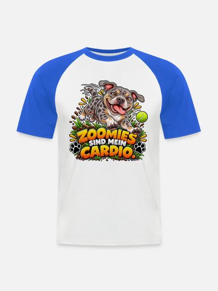 Zoomies sind mein Cardio - Männer Baseball-T-Shirt - Weiß/Royalblau