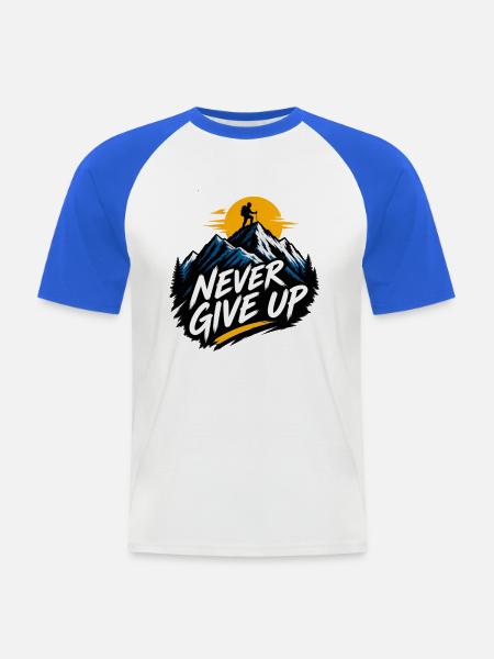 Gipfel ohne Aufgeben - Männer Baseball-T-Shirt - Weiß/Royalblau