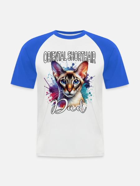 Orientalisch Kurzhaar Papa - Männer Baseball-T-Shirt - Weiß/Royalblau