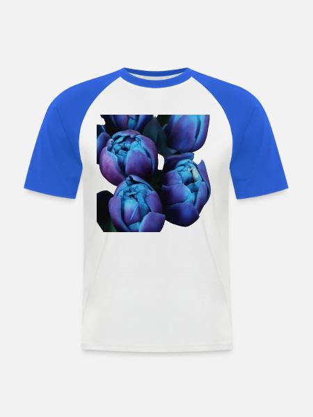 Indigo-Blüten-Tulpen - Männer Baseball-T-Shirt - Weiß/Royalblau