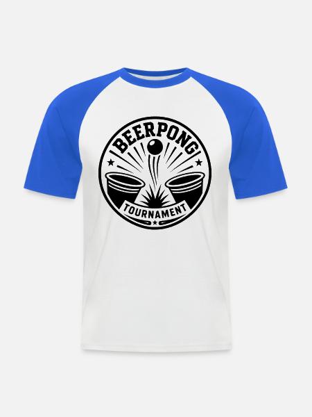 Beer Pong Turnier - Männer Baseball-T-Shirt - Weiß/Royalblau
