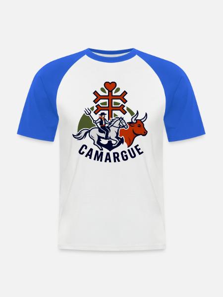 Gardians Camargue Equestrian - Männer Baseball-T-Shirt - Weiß/Royalblau