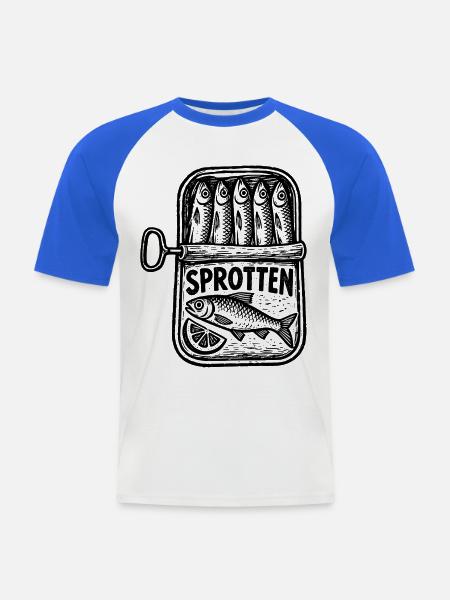 Sprotten – Maritimes Retro Fischmotiv - Männer Baseball-T-Shirt - Weiß/Royalblau