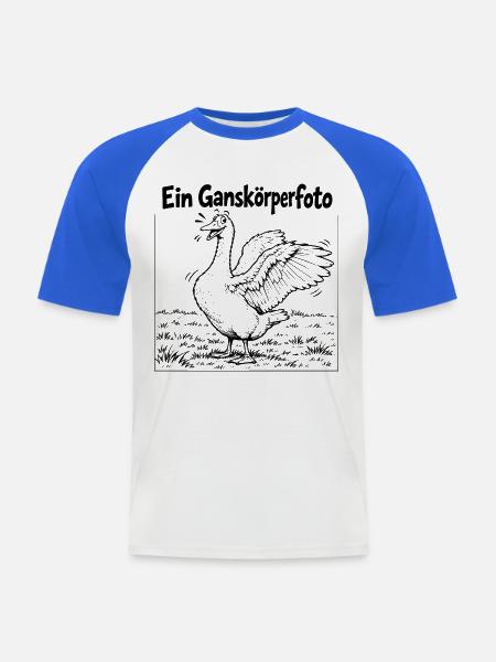 Lustiges Ganskörperfoto - Männer Baseball-T-Shirt - Weiß/Royalblau