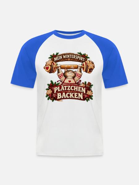 Plätzchen-Workout - Männer Baseball-T-Shirt - Weiß/Royalblau