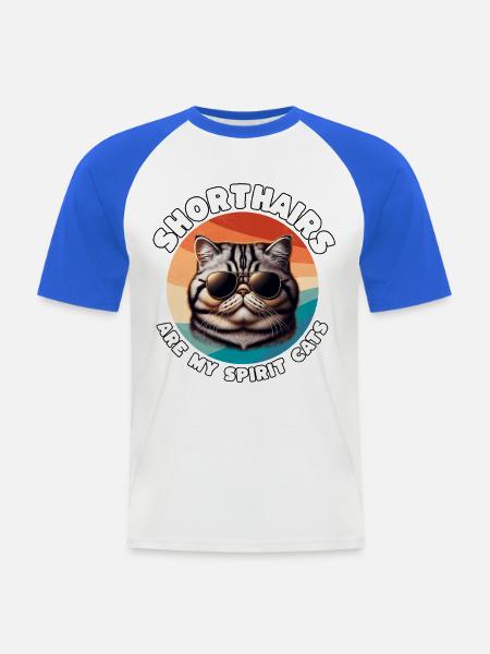 Lustige Exotische Kurzhaarkatze Sprüche - Männer Baseball-T-Shirt - Weiß/Royalblau