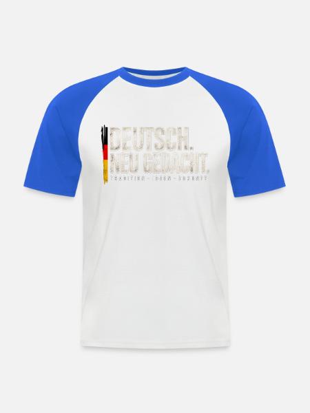 DEUTSCH. NEU GEDACHT. - Männer Baseball-T-Shirt - Weiß/Royalblau