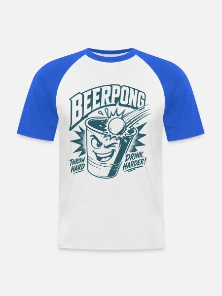 Beer Pong - Männer Baseball-T-Shirt - Weiß/Royalblau
