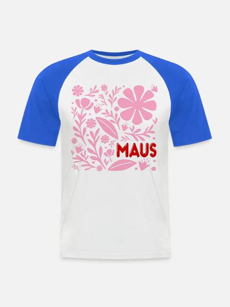 Blumen für Maus - Männer Baseball-T-Shirt - Weiß/Royalblau