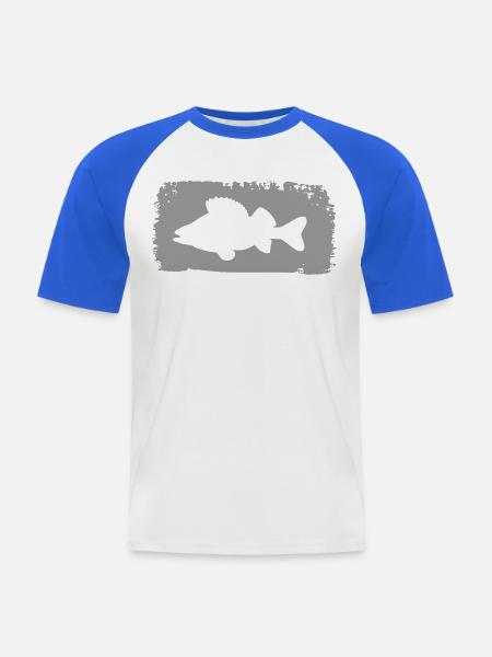Barsch im Farbstich - Männer Baseball-T-Shirt - Weiß/Royalblau