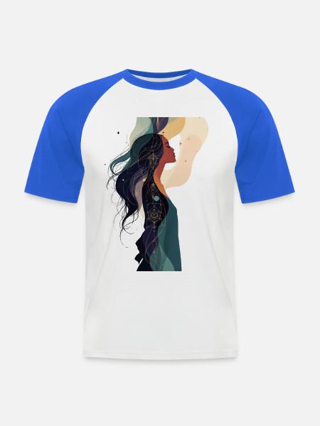 Kosmische Seele mit Geometrie - Männer Baseball-T-Shirt - Weiß/Royalblau