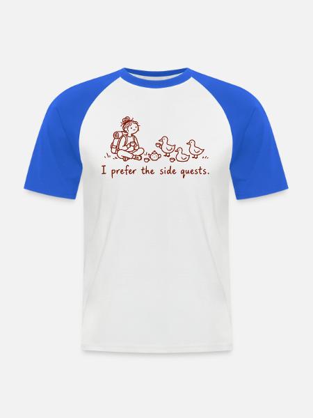 Ich bevorzuge Nebenquests - Männer Baseball-T-Shirt - Weiß/Royalblau