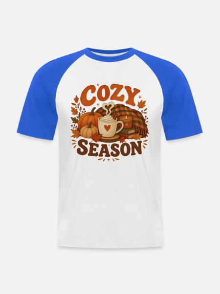 Herbst-Kokon-Saison - Männer Baseball-T-Shirt - Weiß/Royalblau