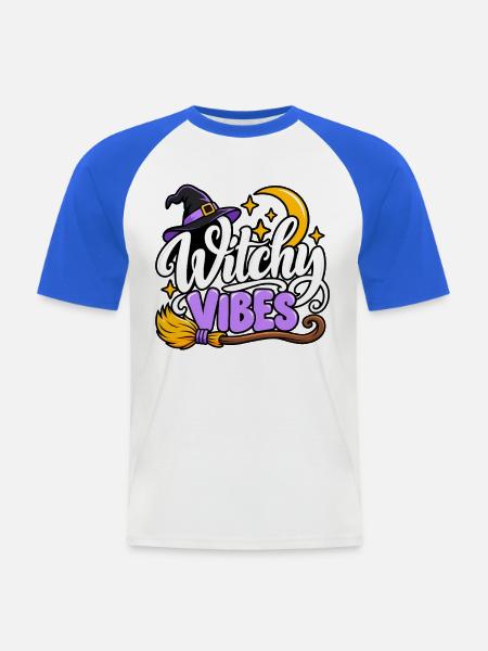 Witchy Vibes Halloween Charm - Männer Baseball-T-Shirt - Weiß/Royalblau