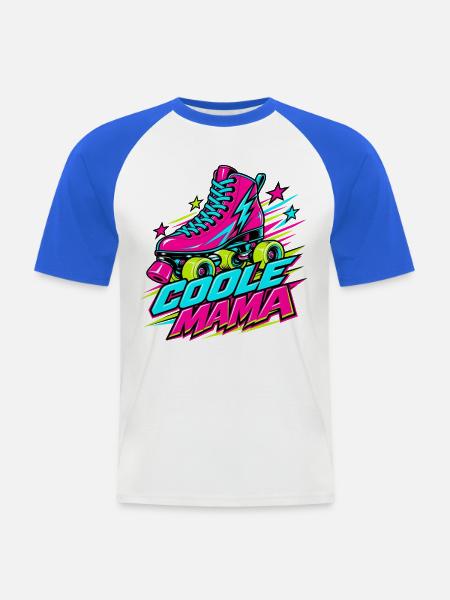 Neon Roller Mama - Männer Baseball-T-Shirt - Weiß/Royalblau