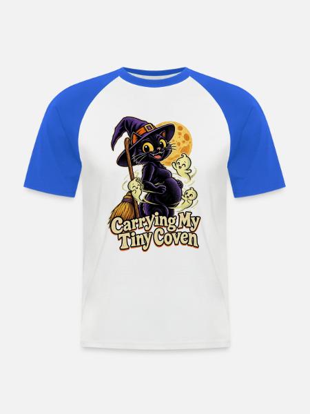 Carrying My Tiny Coven Halloween Schwanger - Männer Baseball-T-Shirt - Weiß/Royalblau