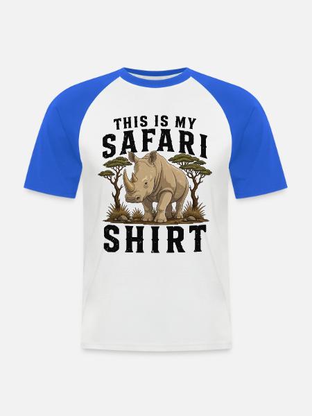 This Is My Safari Rhino - Männer Baseball-T-Shirt - Weiß/Royalblau