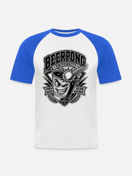 Beer Pong University - Männer Baseball-T-Shirt - Weiß/Royalblau