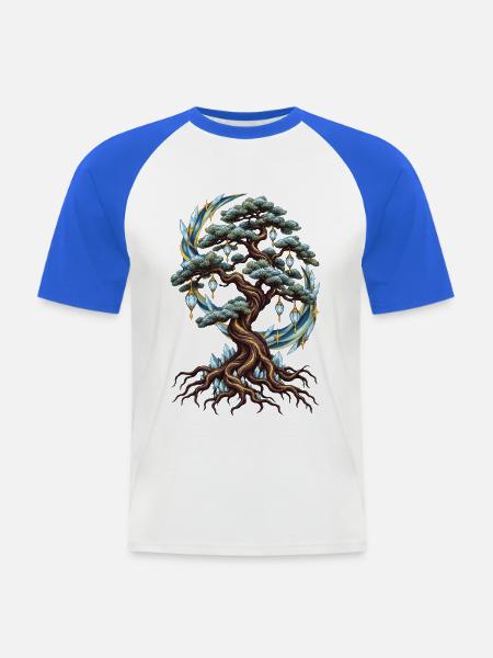 Kristallbaum der Nacht - Männer Baseball-T-Shirt - Weiß/Royalblau