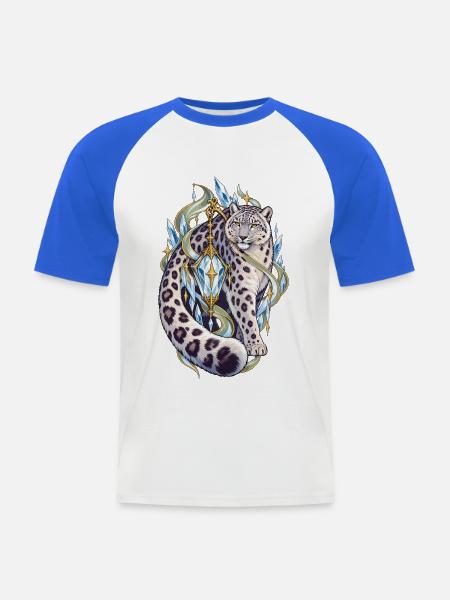 Kristall Leopard Fabelwelt - Männer Baseball-T-Shirt - Weiß/Royalblau