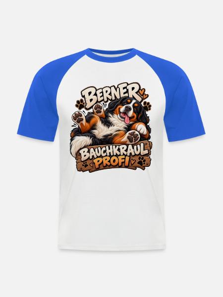 Berner Bauchkraulprofi - Männer Baseball-T-Shirt - Weiß/Royalblau