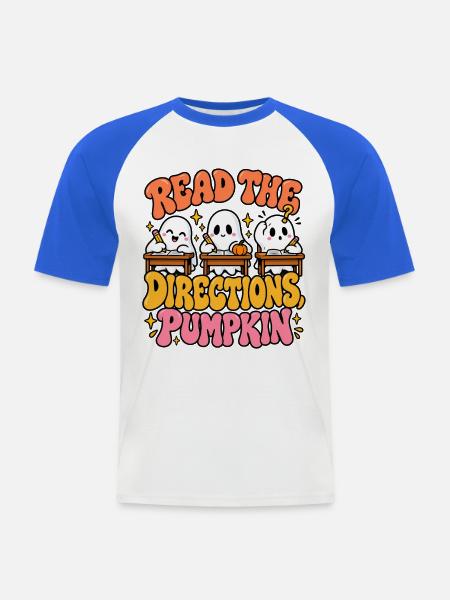 Read the Directions Pumpkin Cartoon - Männer Baseball-T-Shirt - Weiß/Royalblau
