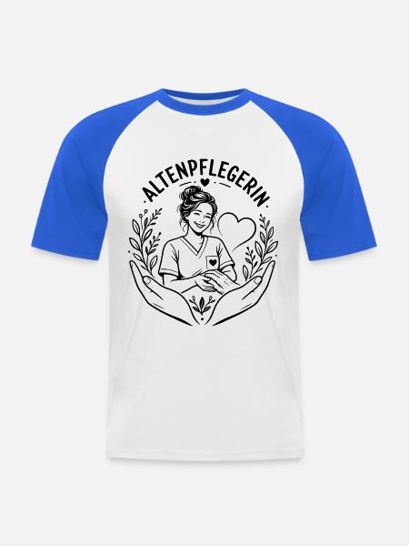 Altenpflegerin - Männer Baseball-T-Shirt - Weiß/Royalblau